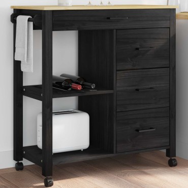 vidaXL Καρότσι Κουζίνας MONZA Μαύρο 84x40x88,5cm 1 τεμ.