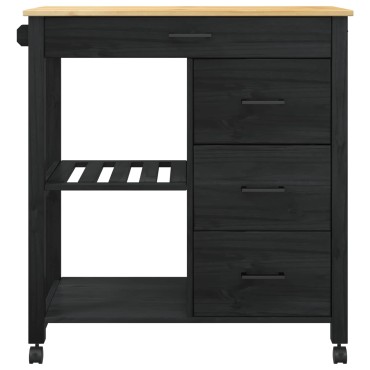 vidaXL Καρότσι Κουζίνας MONZA Μαύρο 84x40x88,5cm 1 τεμ.