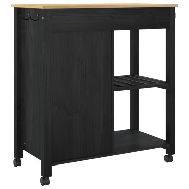 vidaXL Καρότσι Κουζίνας MONZA Μαύρο 84x40x88,5cm 1 τεμ.