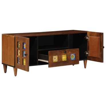 vidaXL Ντουλάπι TV Καρυδιά 105x33x46cm Στερεό ξύλο μάνγκο 1 τεμ.