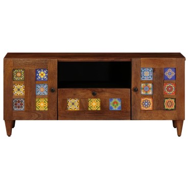 vidaXL Ντουλάπι TV Καρυδιά 105x33x46cm Στερεό ξύλο μάνγκο 1 τεμ.
