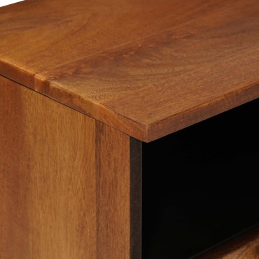 vidaXL Ντουλάπι TV με ράφι Καρυδιά 100x33x46cm Στερεό ξύλο μάνγκο 1 τεμ.