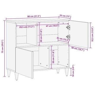 vidaXL Πλαϊνό γραφείο Καρυδιά 80x33x75cm Στερεό ξύλο μάνγκο