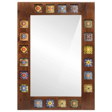 vidaXL Καθρέφτης Μπάνιου Καρυδιά 50x70x2,5cm Στερεό ξύλο μάνγκο