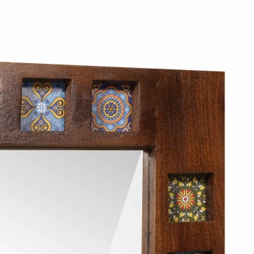 vidaXL Καθρέφτης Μπάνιου Καρυδιά 50x70x2,5cm Στερεό ξύλο μάνγκο