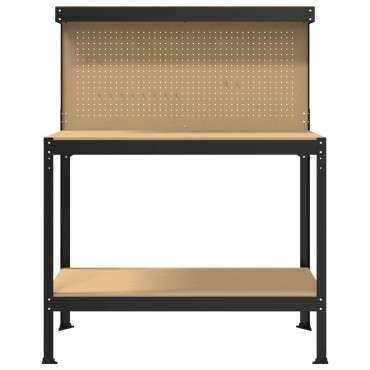 vidaXL Εργαστηριακός πάγκος με ράφι Μαύρο 114 x 54 x 145 εκ.