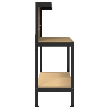 vidaXL Εργαστηριακός πάγκος με ράφι Μαύρο 114 x 54 x 145 εκ.