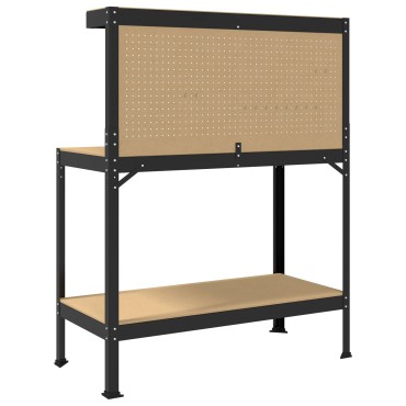 vidaXL Εργαστηριακός πάγκος με ράφι Μαύρο 114 x 54 x 145 εκ.