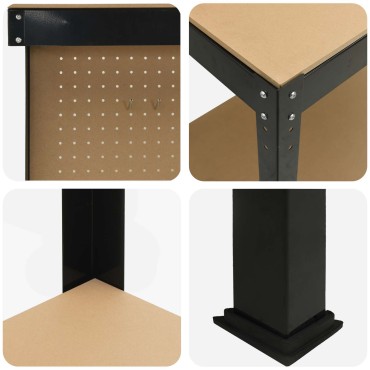 vidaXL Εργαστηριακός πάγκος με ράφι Μαύρο 114 x 54 x 145 εκ.