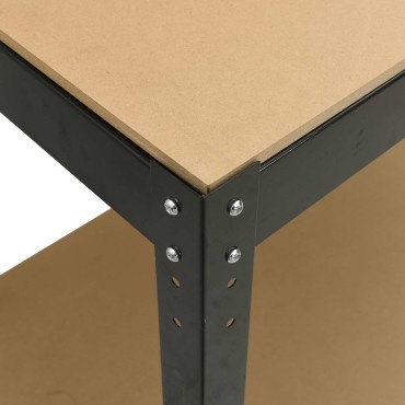 vidaXL Εργαστηριακός πάγκος με ράφι Μαύρο 115 x 55 x 91 εκ