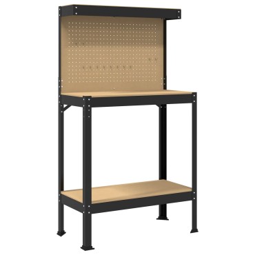 vidaXL Εργαστηριακός πάγκος με ράφι Μαύρο 81 x 41 x 145 εκ.
