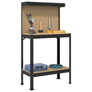 vidaXL Εργαστηριακός πάγκος με ράφι Μαύρο 81 x 41 x 145 εκ.