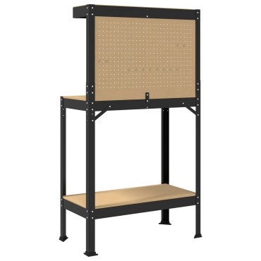 vidaXL Εργαστηριακός πάγκος με ράφι Μαύρο 81 x 41 x 145 εκ.