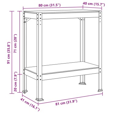vidaXL Εργαστηριακός πάγκος με ράφι Μαύρο 81 x 41 x 91 εκ.