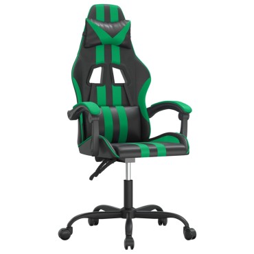 vidaXL Καρέκλα Gaming Μαύρο/πράσινο από Συνθετικό Δέρμα 57,5x59,5x(121-131)cm 1 τεμ.