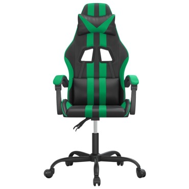 vidaXL Καρέκλα Gaming Μαύρο/πράσινο από Συνθετικό Δέρμα 57,5x59,5x(121-131)cm 1 τεμ.