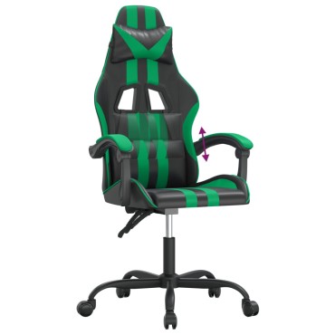 vidaXL Καρέκλα Gaming Μαύρο/πράσινο από Συνθετικό Δέρμα 57,5x59,5x(121-131)cm 1 τεμ.