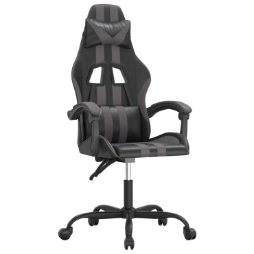 vidaXL Καρέκλα Gaming Μαύρο/Γκρι από Συνθετικό Δέρμα 57,5x59,5x(121-131)cm 1 τεμ.