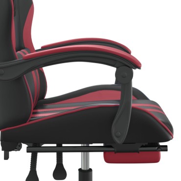 vidaXL Καρέκλα Gaming Μασάζ Υποπόδιο Μαύρο/Μπορντό από Συνθετικό Δέρμα 57,5x59,5x(121-131)cm 1 τεμ.
