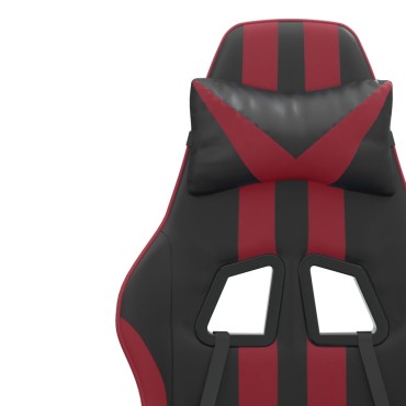 vidaXL Καρέκλα Gaming Μασάζ Υποπόδιο Μαύρο/Μπορντό από Συνθετικό Δέρμα 57,5x59,5x(121-131)cm 1 τεμ.