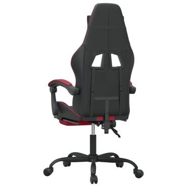 vidaXL Καρέκλα Gaming Μασάζ Υποπόδιο Μαύρο/Μπορντό από Συνθετικό Δέρμα 57,5x59,5x(121-131)cm 1 τεμ.