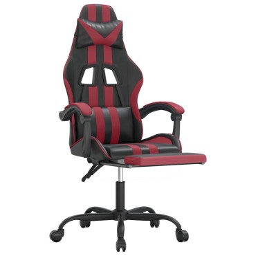 vidaXL Καρέκλα Gaming Μασάζ Υποπόδιο Μαύρο/Μπορντό από Συνθετικό Δέρμα 57,5x59,5x(121-131)cm 1 τεμ.