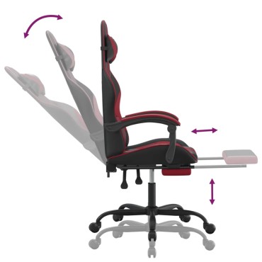 vidaXL Καρέκλα Gaming Μασάζ Υποπόδιο Μαύρο/Μπορντό από Συνθετικό Δέρμα 57,5x59,5x(121-131)cm 1 τεμ.