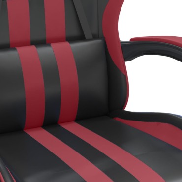 vidaXL Καρέκλα Gaming Μασάζ Υποπόδιο Μαύρο/Μπορντό από Συνθετικό Δέρμα 57,5x59,5x(121-131)cm 1 τεμ.