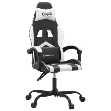 vidaXL Καρέκλα Gaming Μαύρο/Λευκό από Συνθετικό Δέρμα 57,5x59,5x(121-131)cm 1 τεμ.