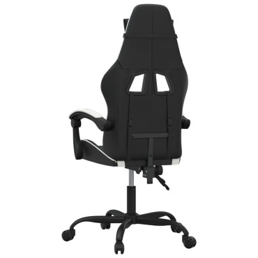 vidaXL Καρέκλα Gaming Μαύρο/Λευκό από Συνθετικό Δέρμα 57,5x59,5x(121-131)cm 1 τεμ.