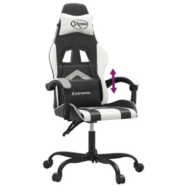 vidaXL Καρέκλα Gaming Μαύρο/Λευκό από Συνθετικό Δέρμα 57,5x59,5x(121-131)cm 1 τεμ.