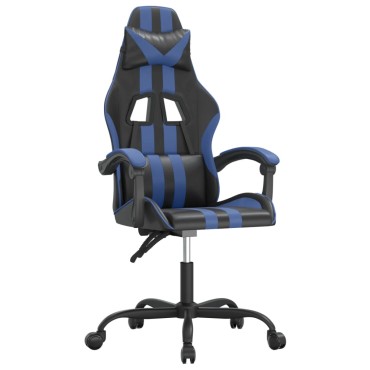 vidaXL Καρέκλα Gaming Περιστρεφόμενη Μαύρη & Μπλε από Συνθετικό Δέρμα 57,5x59,5x(121-131)cm 1 τεμ.