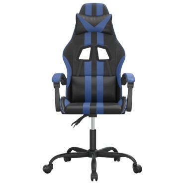 vidaXL Καρέκλα Gaming Περιστρεφόμενη Μαύρη & Μπλε από Συνθετικό Δέρμα 57,5x59,5x(121-131)cm 1 τεμ.