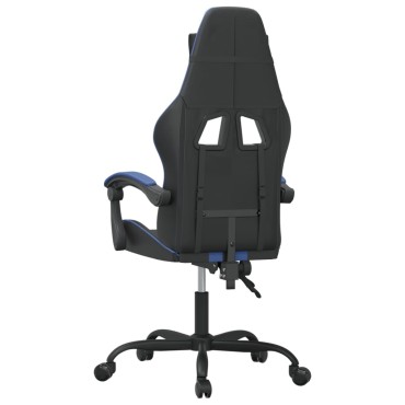vidaXL Καρέκλα Gaming Περιστρεφόμενη Μαύρη & Μπλε από Συνθετικό Δέρμα 57,5x59,5x(121-131)cm 1 τεμ.