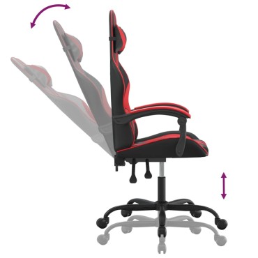 vidaXL Καρέκλα Gaming Περιστρεφόμενη Μαύρη/Κόκκινη από Συνθετικό Δέρμα 57,5x59,5x(121-131)cm 1 τεμ.
