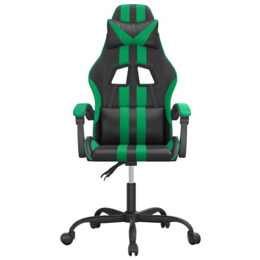 vidaXL Καρέκλα Gaming Περιστρεφόμενη Μαύρη/Πράσινη από Συνθετικό Δέρμα 57,5x59,5x(121-131)cm 1 τεμ.