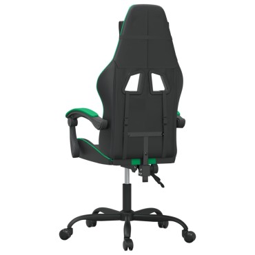 vidaXL Καρέκλα Gaming Περιστρεφόμενη Μαύρη/Πράσινη από Συνθετικό Δέρμα 57,5x59,5x(121-131)cm 1 τεμ.