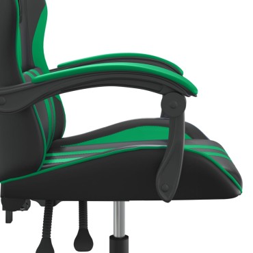 vidaXL Καρέκλα Gaming Περιστρεφόμενη Μαύρη/Πράσινη από Συνθετικό Δέρμα 57,5x59,5x(121-131)cm 1 τεμ.