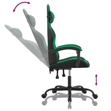 vidaXL Καρέκλα Gaming Περιστρεφόμενη Μαύρη/Πράσινη από Συνθετικό Δέρμα 57,5x59,5x(121-131)cm 1 τεμ.