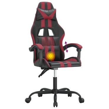 vidaXL Καρέκλα Gaming Περιστρεφόμενη Μαύρη/Μπορντό από Συνθετικό Δέρμα 57,5x59,5x(121-131)cm 1 τεμ.