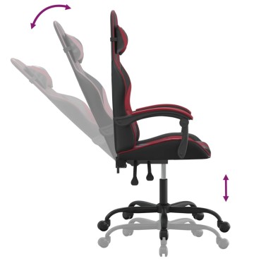 vidaXL Καρέκλα Gaming Περιστρεφόμενη Μαύρη/Μπορντό από Συνθετικό Δέρμα 57,5x59,5x(121-131)cm 1 τεμ.