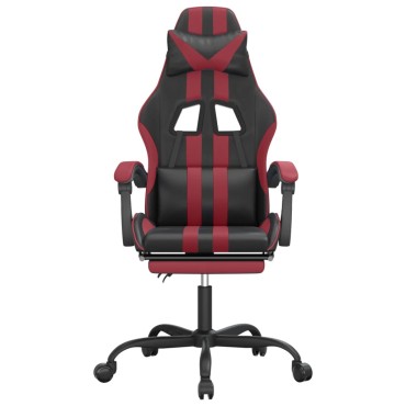 vidaXL Καρέκλα Gaming Περιστρ. Υποπόδιο Μαύρο/Μπορντό Συνθετικό Δέρμα 57,5x59,5x(121-131)cm 1 τεμ.