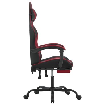 vidaXL Καρέκλα Gaming Περιστρ. Υποπόδιο Μαύρο/Μπορντό Συνθετικό Δέρμα 57,5x59,5x(121-131)cm 1 τεμ.