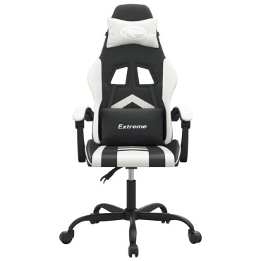 vidaXL Καρέκλα Gaming Περιστρεφόμενη Μαύρη/Λευκή από Συνθετικό Δέρμα 57,5x59,5x(121-131)cm 1 τεμ.