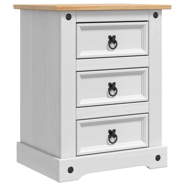 vidaXL Κομοδίνο Corona Λευκό 53x39x66cm Στερεά ξυλεία πεύκου 1 τεμ.