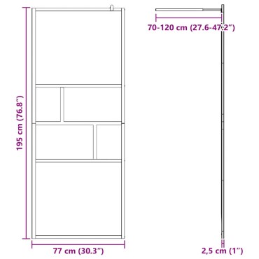 vidaXL Τοίχος Ντους Walk-in Μαύρο 80 x 195 x 0.5 εκ.