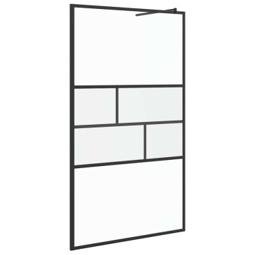 vidaXL Τοίχος Ντους Walk-in Μαύρο 115 x 195 x 0,5 εκ.