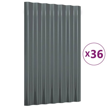 vidaXL Πάνελ Οροφής 36 τεμ. Ανθρακί 60x36 εκ. Γαλβανισμένος χάλυβας