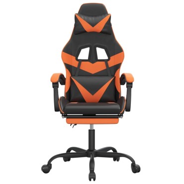 vidaXL Καρέκλα Gaming Μασάζ Υποπόδιο Μαύρο/Πορτοκαλί Συνθετικό Δέρμα 57,5x59,5x(121-131)cm 1 τεμ.