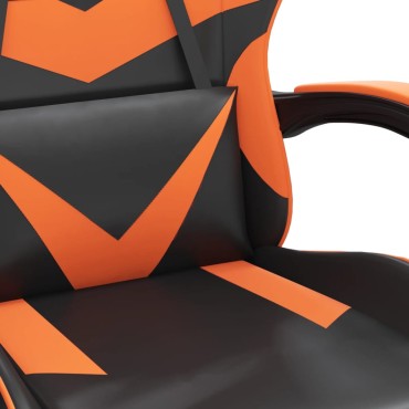 vidaXL Καρέκλα Gaming Μασάζ Υποπόδιο Μαύρο/Πορτοκαλί Συνθετικό Δέρμα 57,5x59,5x(121-131)cm 1 τεμ.